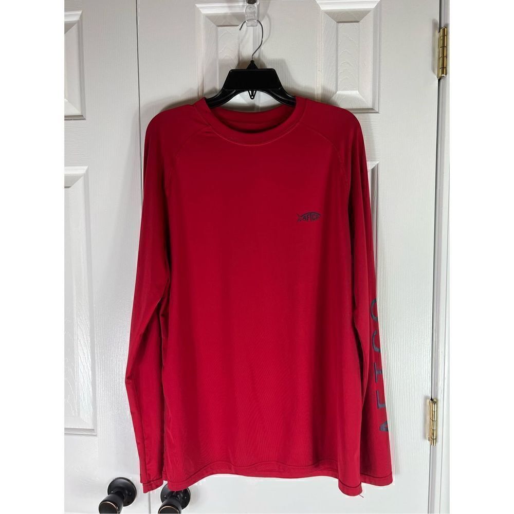 Aftco Mens Red Rashguard Top Size M